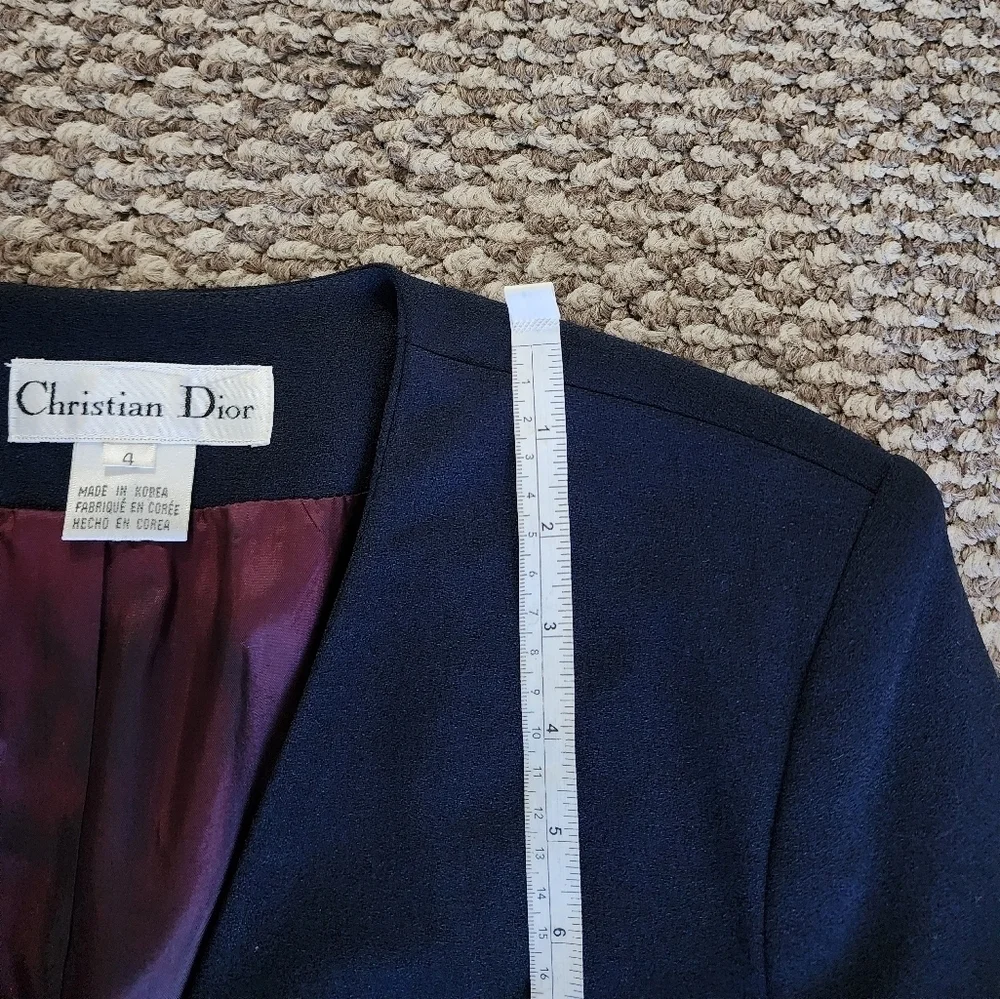 Christian Dior Vintage Navy Blue Wool Like Blazer Women's Size 4